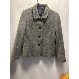Charter Club Petite Size 10P Black & White Checkered Wool Blend Jacket